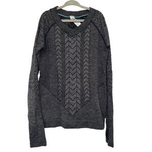 Ivivva Lululemon Girls Glacier Air Gray Textured Long Sleeve Top Thumb Holes 8